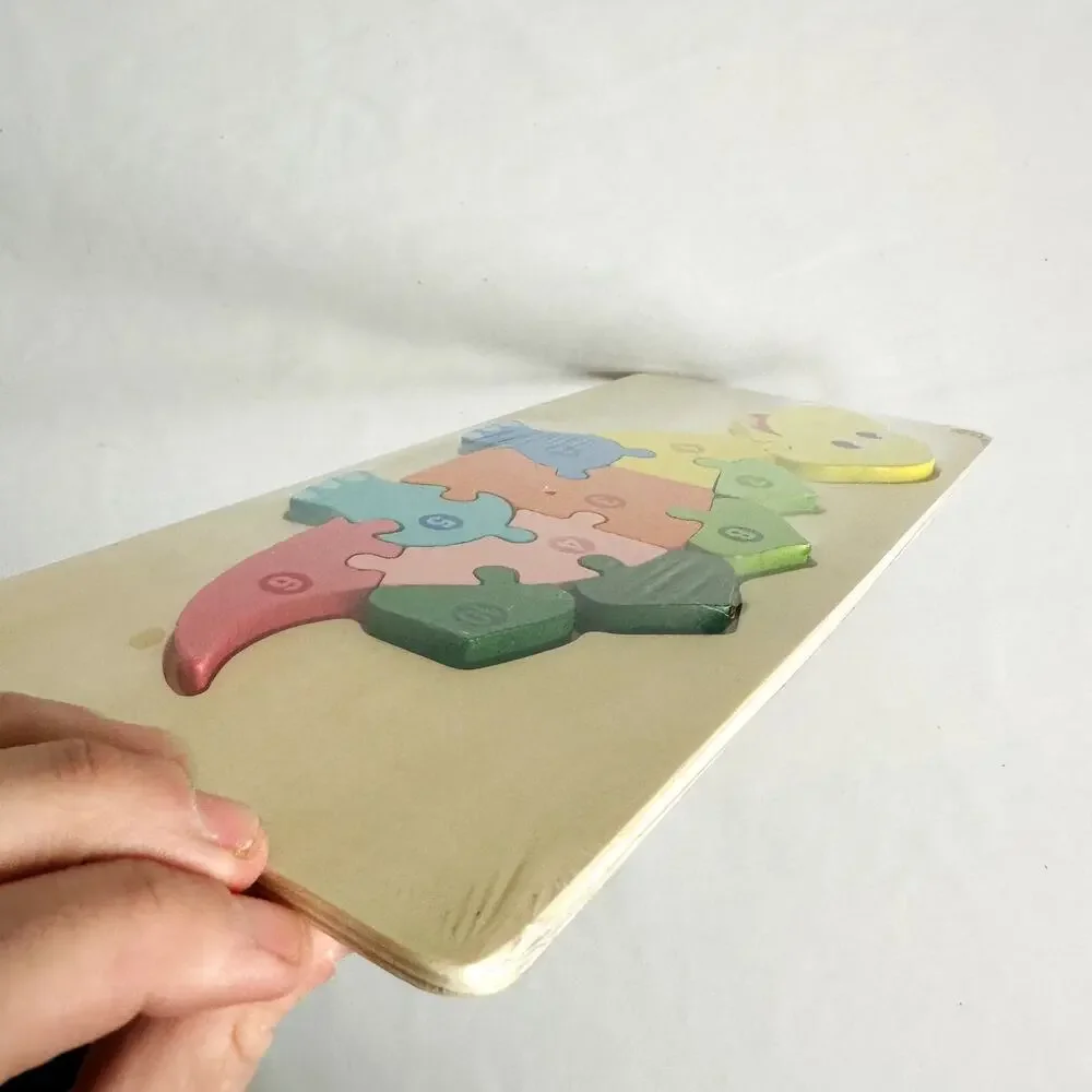 NEW Dinosaur Education Numbered Color Block Wooden Puzzle (SEALED)